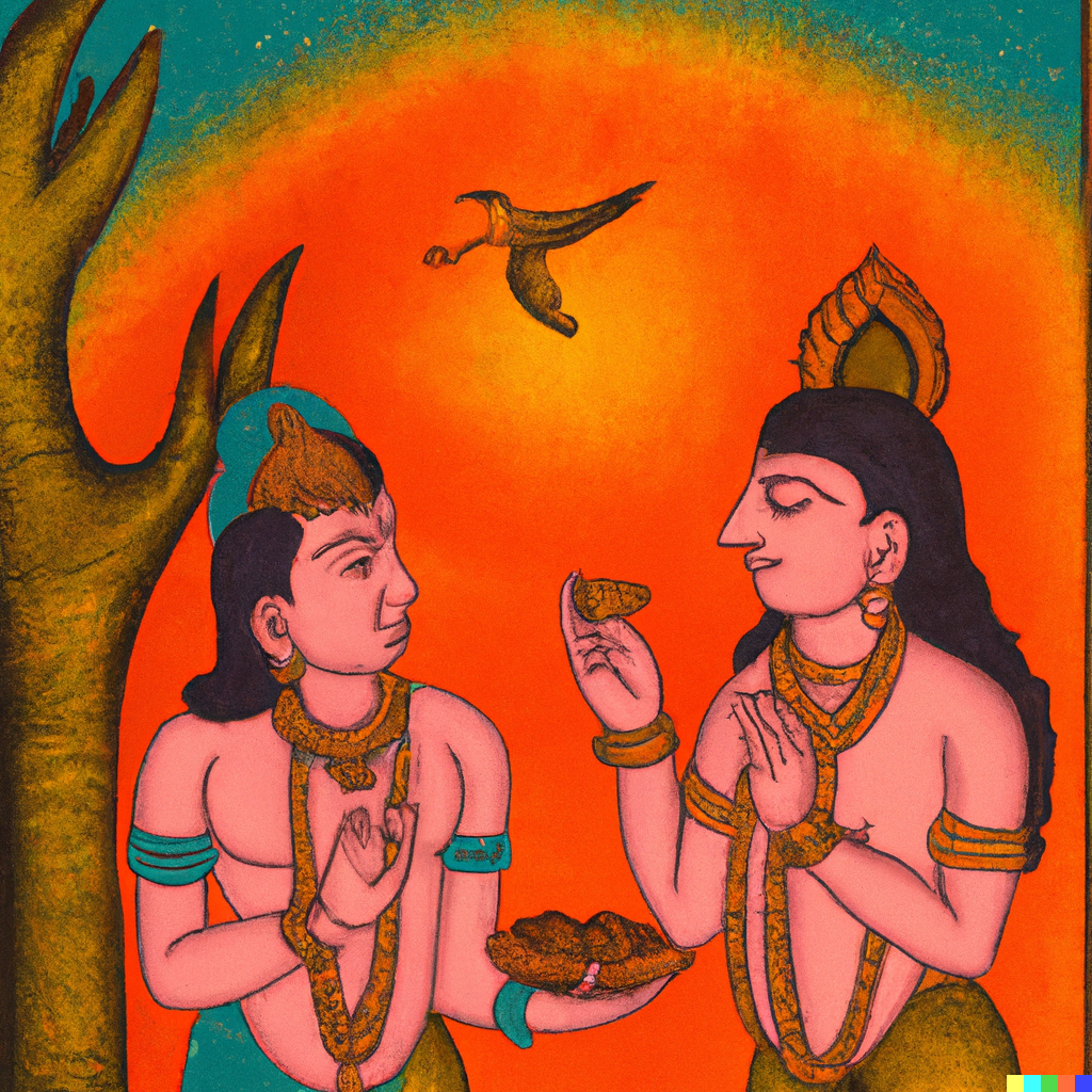Siddhartha talking to Kamaswami