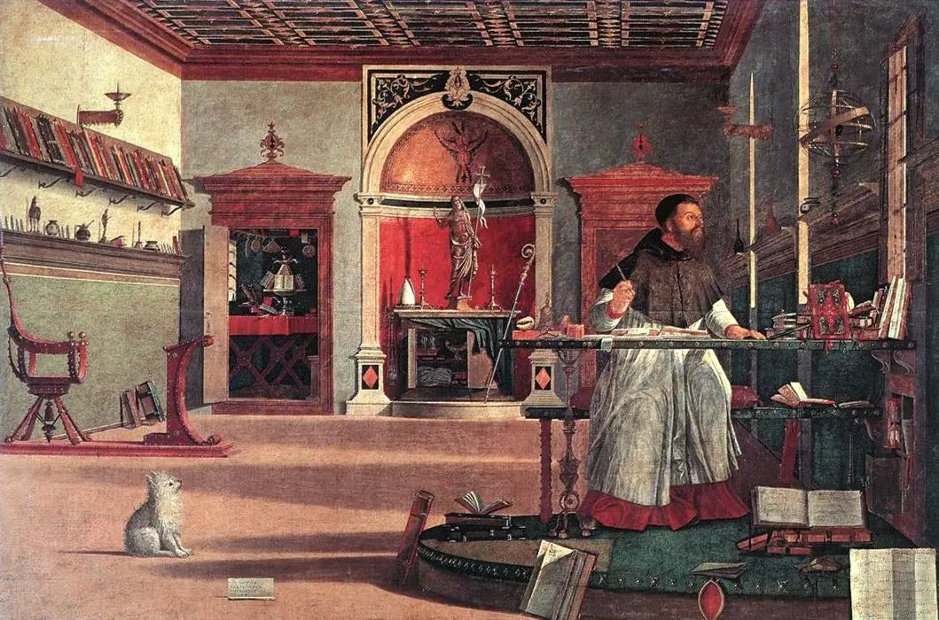 Oil painting: Vittore carpaccio, visione di sant'agostino 01